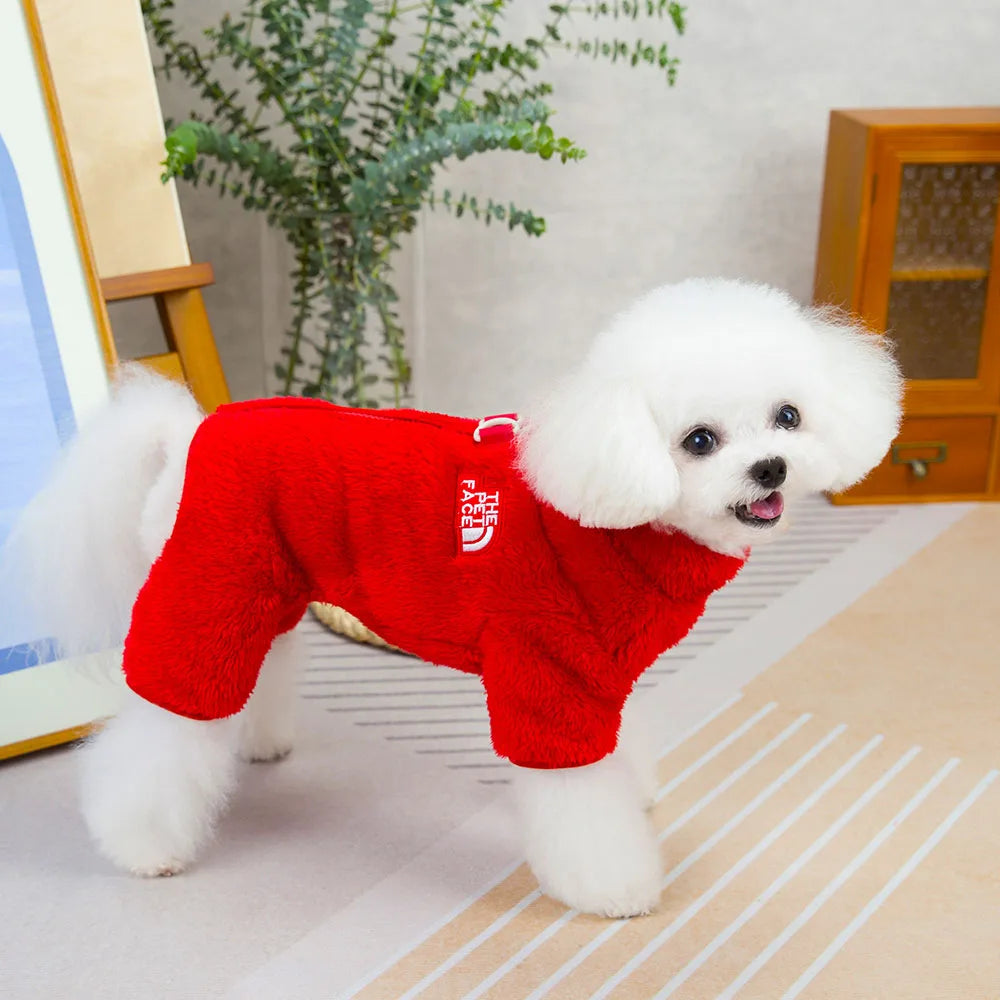 Winter Warm Pet Jumpsuit for Small Dogs Cats Clothes Sport Dog Hoodies Overalls Coat Yorkshire Bulldog Puppy Onesies with Zipper