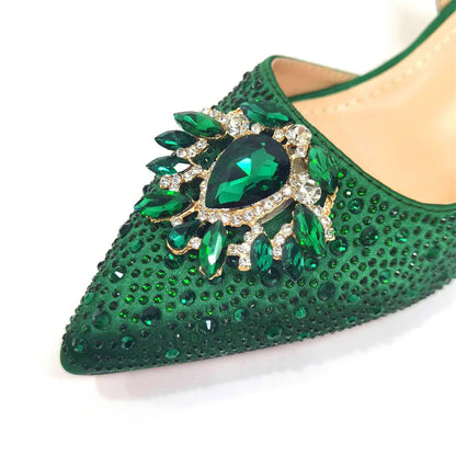 Purple 2024 Italian Design Girly Style Opend Toe Shoes And Bag Full Diamond Decoration with Appliques for Wedding Party