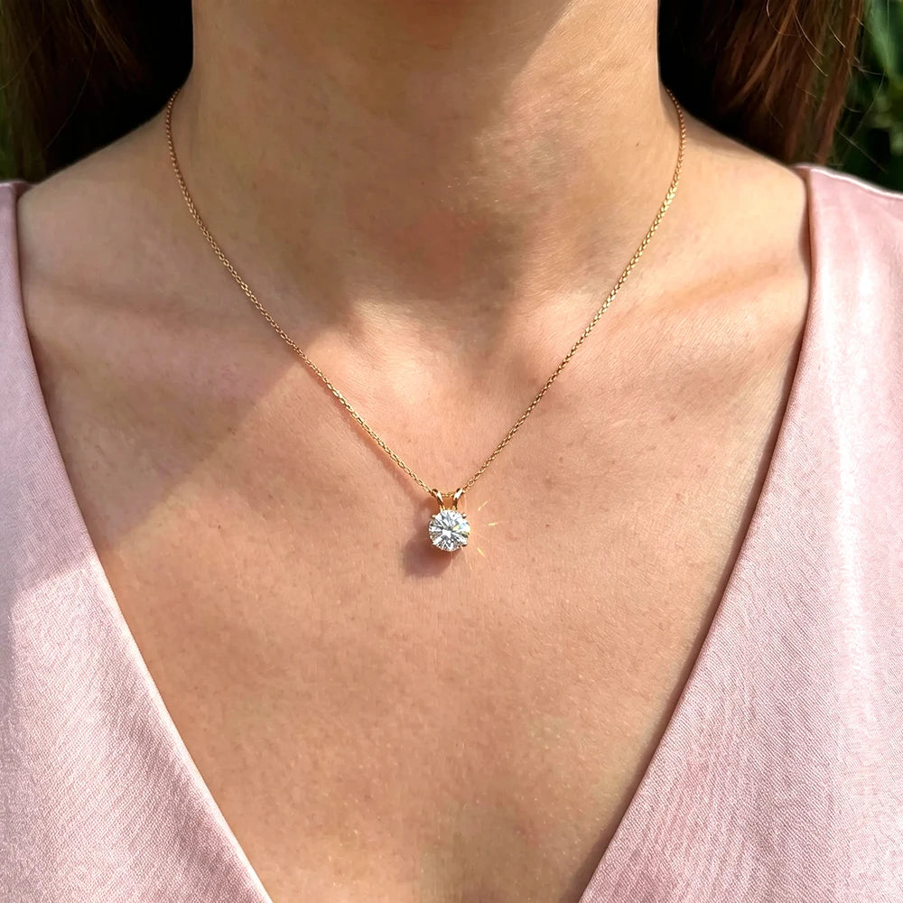 BXINY 1-5CT Brilliant Round Cut Moissanite Pendant Necklace Pure S925 Silver Certified Solitaire Diamond Neck Chain Gift Jewelry