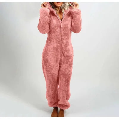 Jumpsuits women 2026 rompers autumn winter fleece thickened woolen jumpsuits hooded pajamas jumpsuits women's clothing