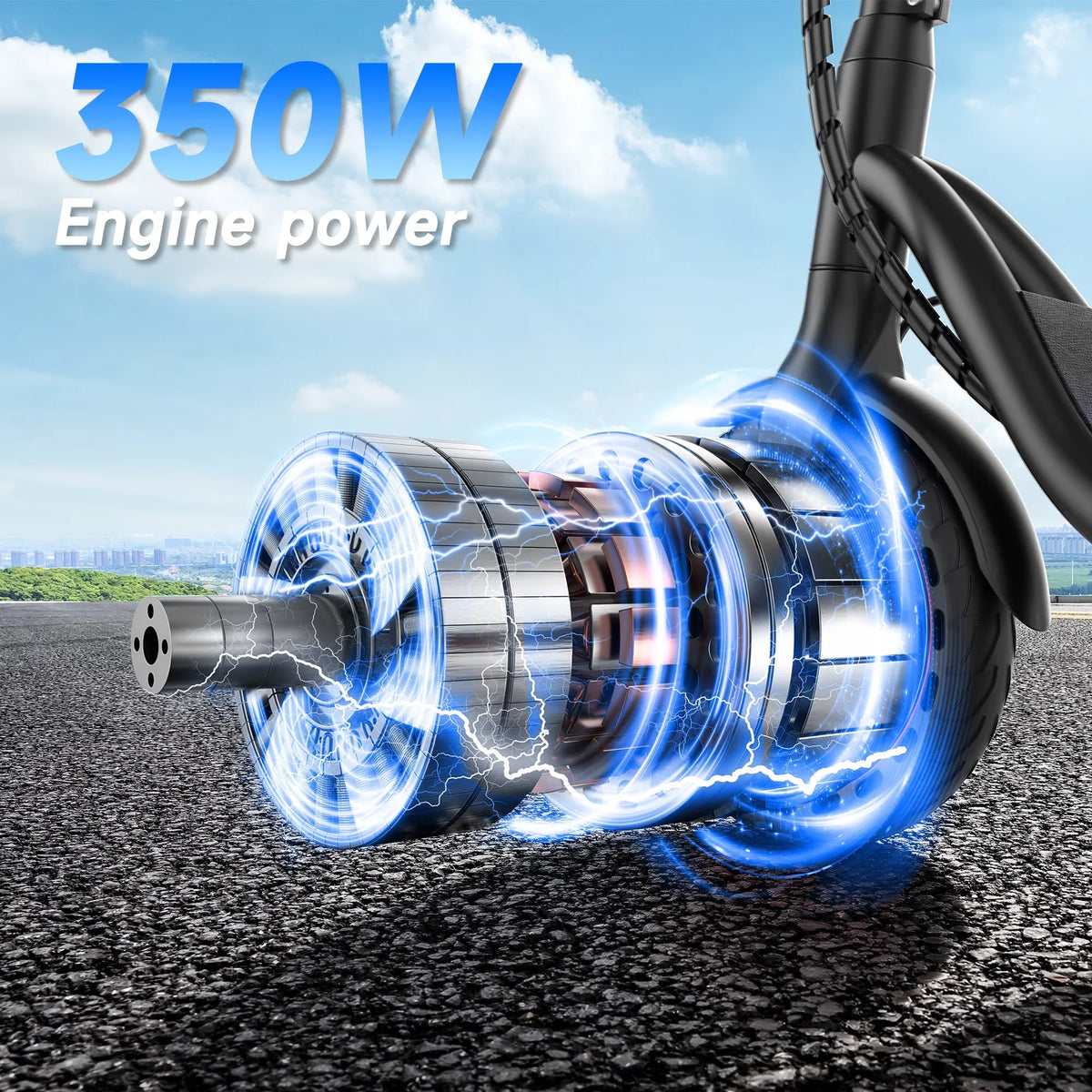 8.5'' Solid Tire Electric Scooter, 350W Powerful Motor & 19MPH Top Speed, 16 Miles Range, Lightweight E-Scooter with EABS & Drum Brake for Teens and Adults