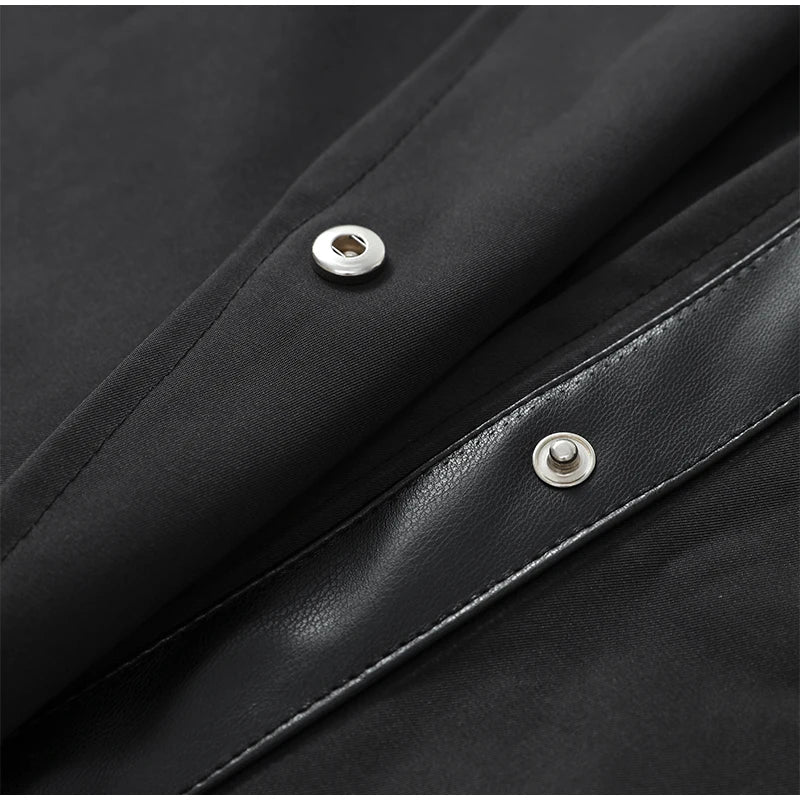 Women Black Long Solid Color Trench Coat Stand Collar Loose Drop Shoulder Single-breasted Windbreaker Lady Commute Outing Wear