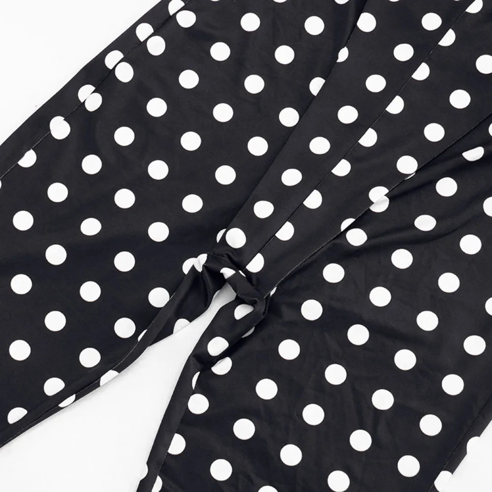 FLARORA Sexy Polka Dot Print Jumpsuits Woman Hipster Halter Sleeveless Backless Hollow Skinny Jumpsuit Hottie Party Streetwear
