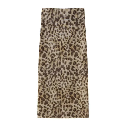 HH Women Leopard Print 2 Piece Outfit Midi Skirt Suit Sexy Summer Backless Strapless Crop Top Fashion Elegant Beach Party Sets