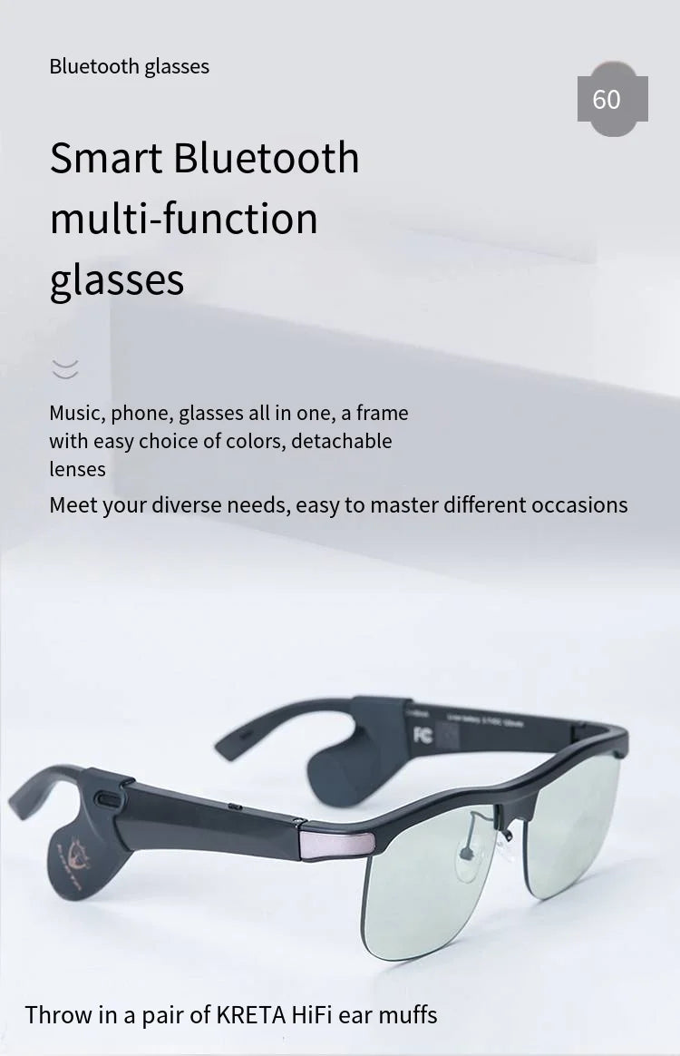 Bluetooth Smart Glasses, Directional Audio Speaker, Polarized, High Quality, Music, Speech Control, Play Phone Call,Sunglasses