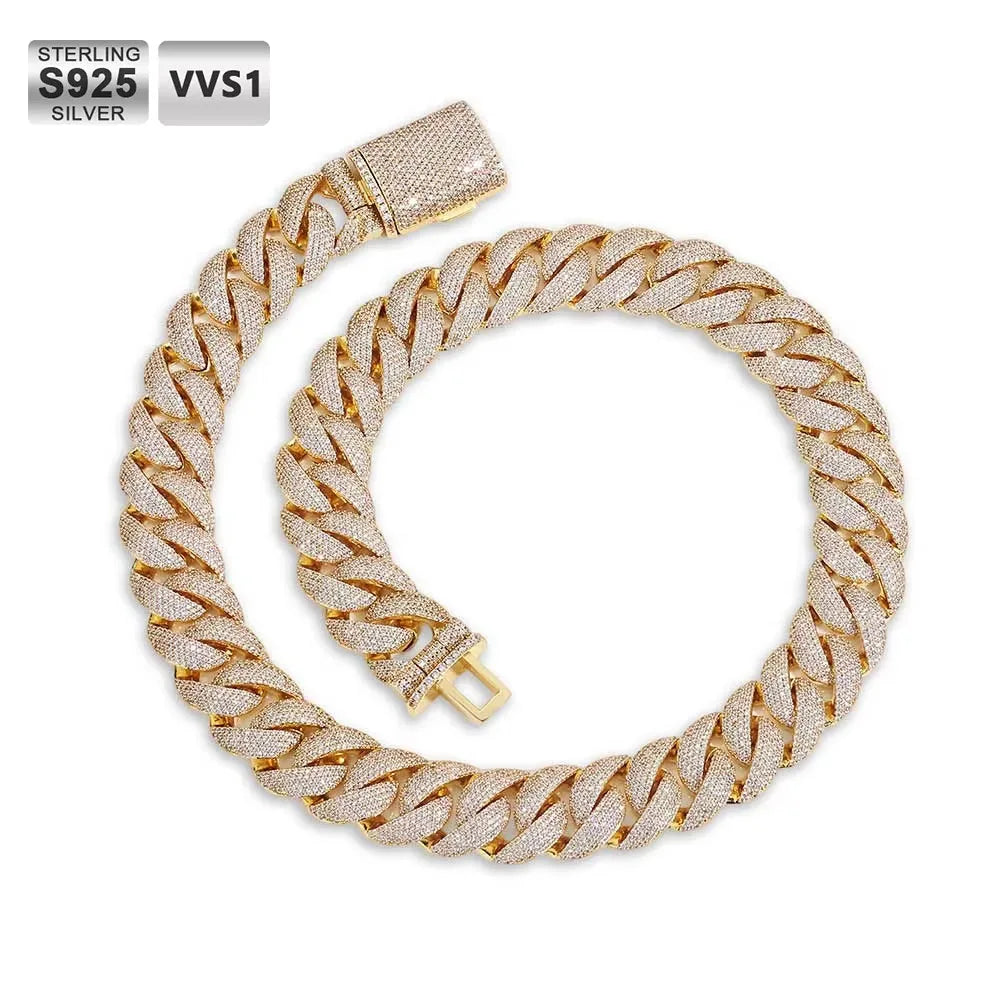 ICEBLING 22MM Chunky Bubble Cuban Link Chain S925 Sterling Silver Rivieras in Moissanite Necklace Fine Jewelry For Men Women