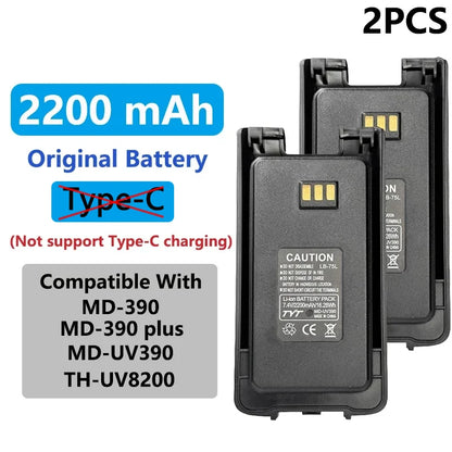 MD-390 Original Battery Enlarge Thicker Battery USB-C Charge 3600mAh Compatible With MD-UV390 MD-390Plus TH-UV8200 Walkie Talkie