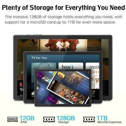 Android 15 10.95inch Tablet PC with High Capacity 8000mAh Battery, 12GB RAM +128GB ROM, 512GB Expand, Octa-core, GMS Certified