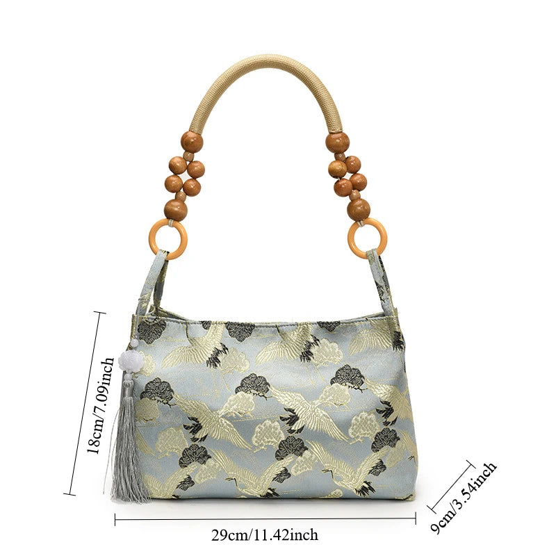 Shoulder Bags Tassel Decoration Embroidered National Style Hasp Sewing Thread 2026 Spring New Hot Sale Women's Handbags