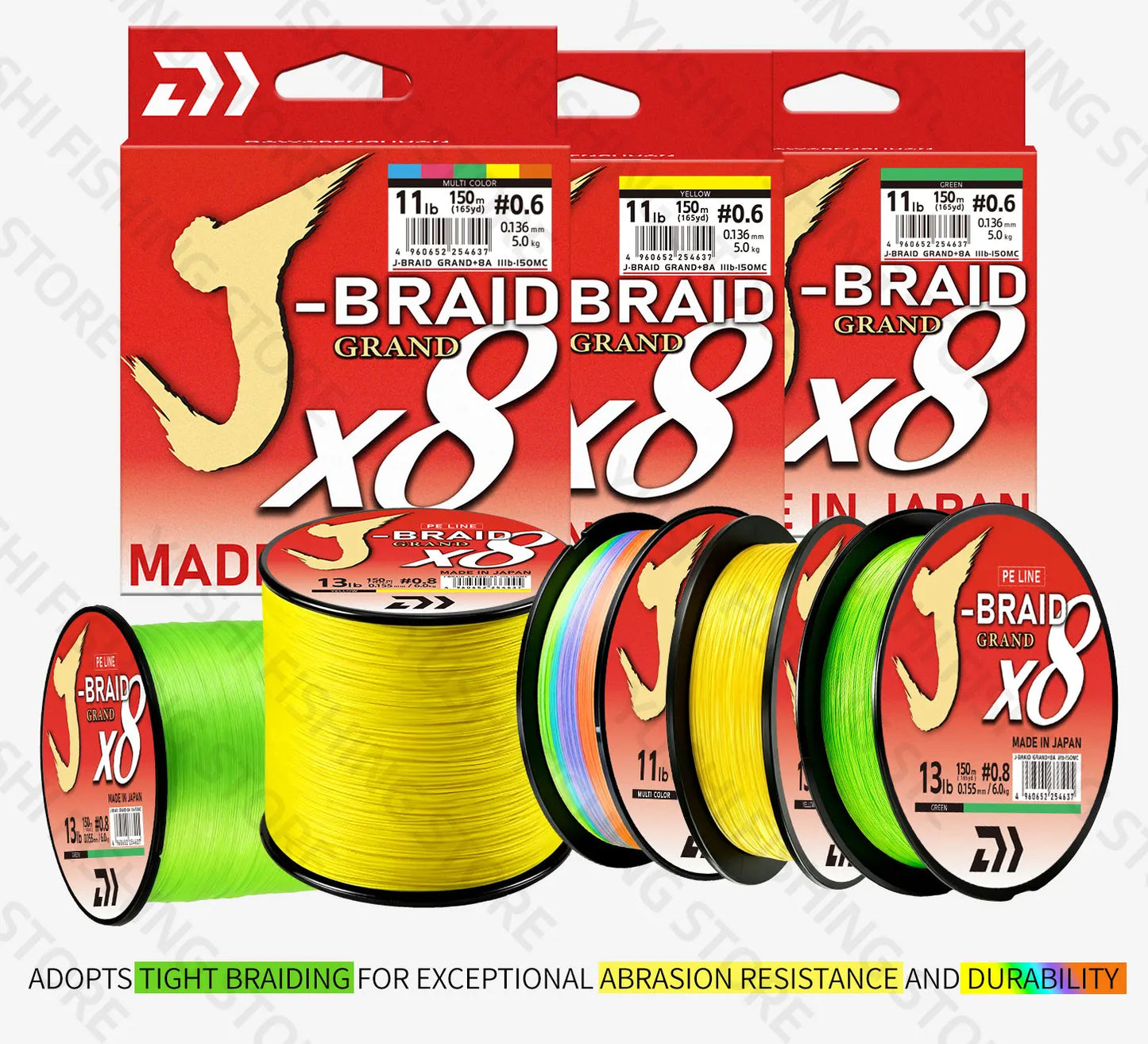 2026 Original X8DAIWA-J Braided Expedition 8 strands Fishing Line PE Super Line Sea Fishing wire 100/150/200/300/500/1000M Pesca