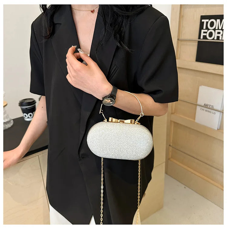 Luxury Sequined Hand-held Dinner Bag, Elegant Style Bag, High-end Chain Single-shoulder Crossbody Bag, Handbag for Wedding Party