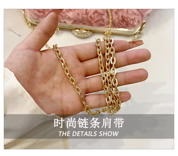 Luxury Satin Floral Bride Party Evening Clutch Bag Women Wedding Purses and Handbags Small Shoulder Chain Bag Designer Bag