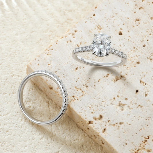Newshe Moissanite Bridal Rings Set for Women D Color VVS1 Radian Oval Cut Engagement Ring 925 Sterling Silver Luxury Jewelry