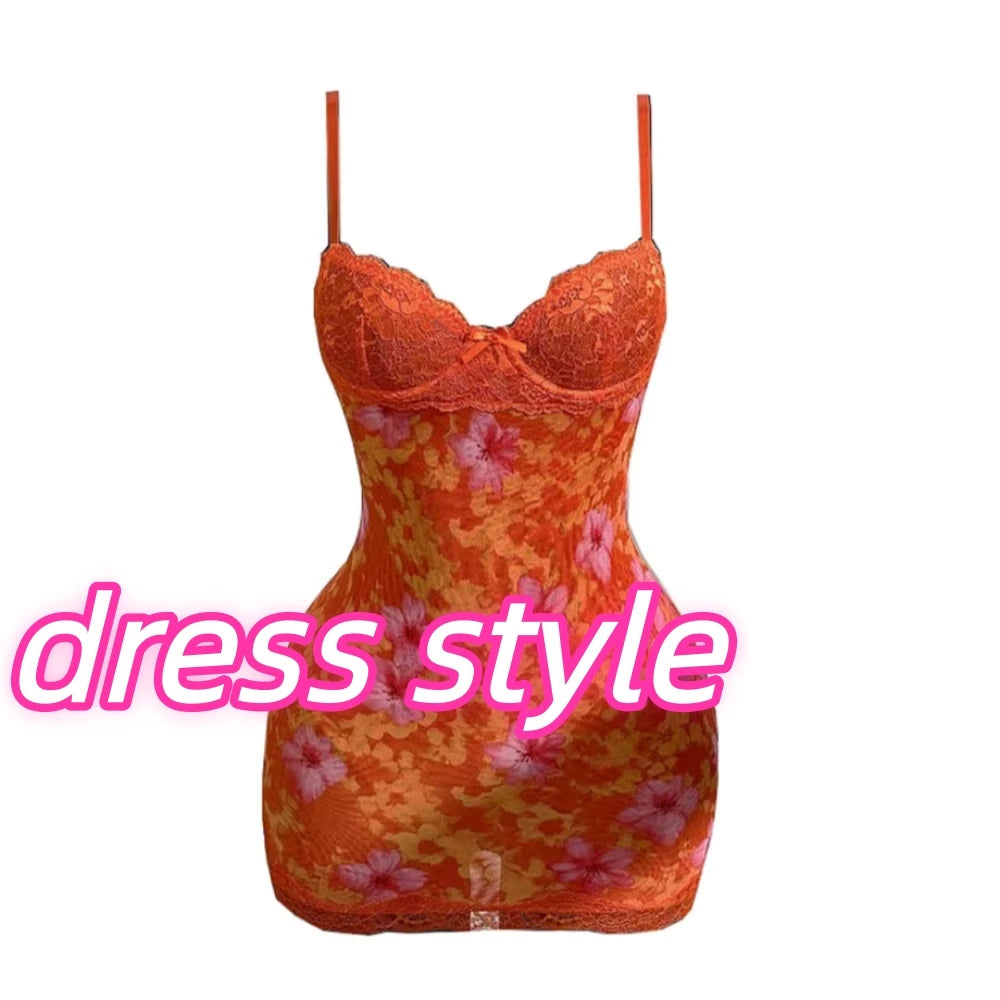HLJ&GG Vintage Flowers Print Mesh Spaghetti Strap Bodycon One Piece Rompers Women V Neck Sleeveless Jumpsuits Fashion Overalls