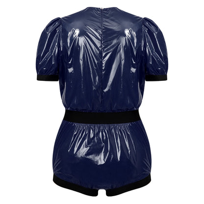 Men Women Waterproof Glossy Bodysuit Leak-proof Washable Diaper Cover Elderly Bedridden Special Needs Adaptive Jumpsuit Swimwear