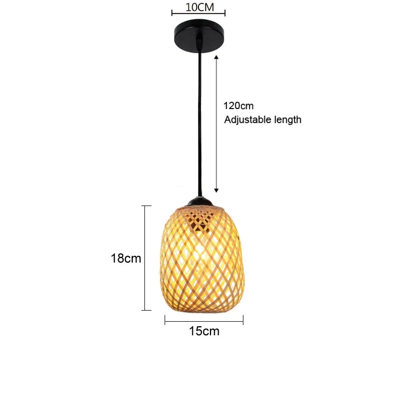 Bamboo Pendant Lights Hand Woven Ceiling Weaving Chandelier Lamp Rattan Wicker Hanging LED Fixtures Home Bedroom Bamboo Art Lamp