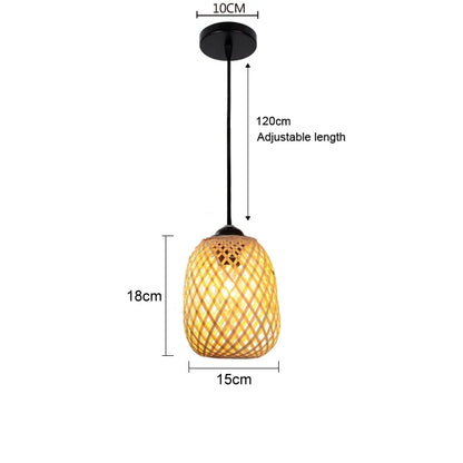 Bamboo Pendant Lights Hand Woven Ceiling Weaving Chandelier Lamp Rattan Wicker Hanging LED Fixtures Home Bedroom Bamboo Art Lamp
