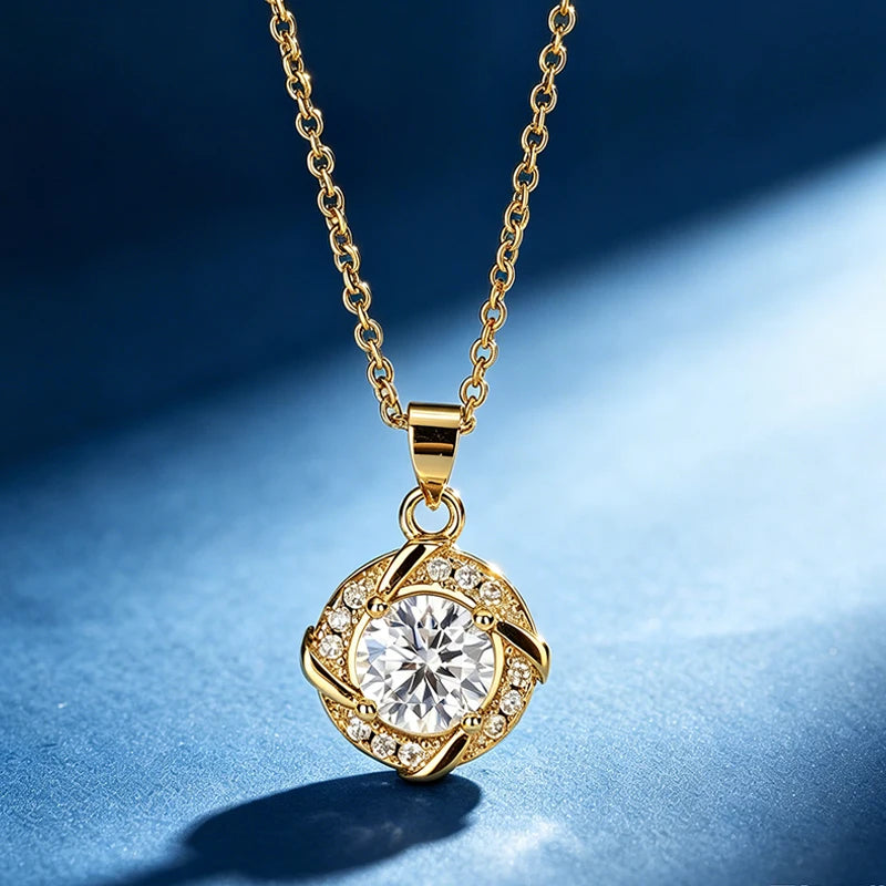 Moissanite sunflower Pendant Women's 925 Silver Necklace Comes with a GRA Certificate Perfect for Anniversaries and Parties