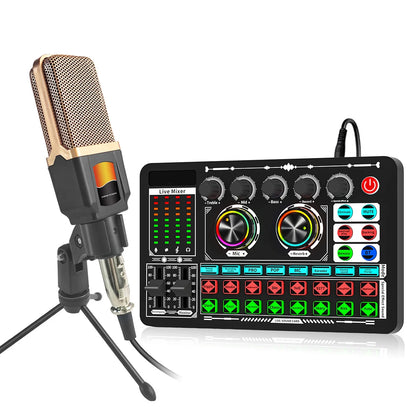 Professional Live Sound Card Podcast Equipment Bundle,with Microphone Set Device,Music/Recording Live Streaming For DJ Disco