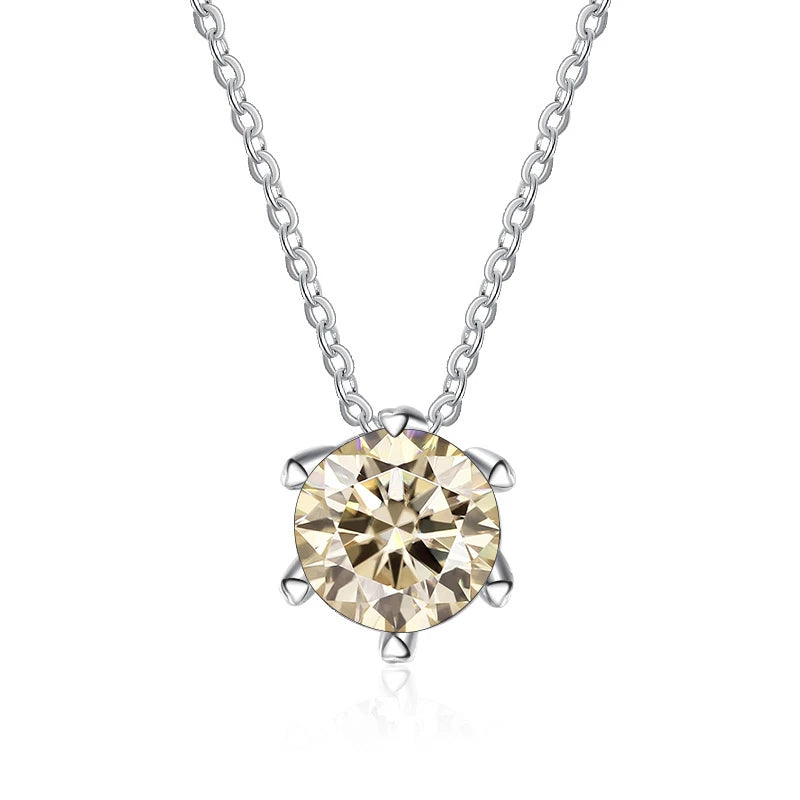 JoyceJelly 1CT VVS D Moissanite Necklace For Women Six Prong Simulated Diamond Pendant 925 Sterling Silver Wedding Fine Jewelry