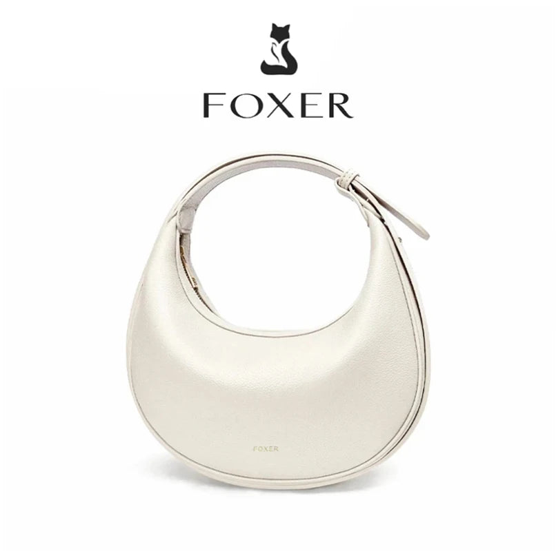 FOXER Brand PU Leather Women's Shoulder Bag 2026 Fashion Lady Crescent Luxury Design Half-moon Handbag Crossbody Bag Girl Gift
