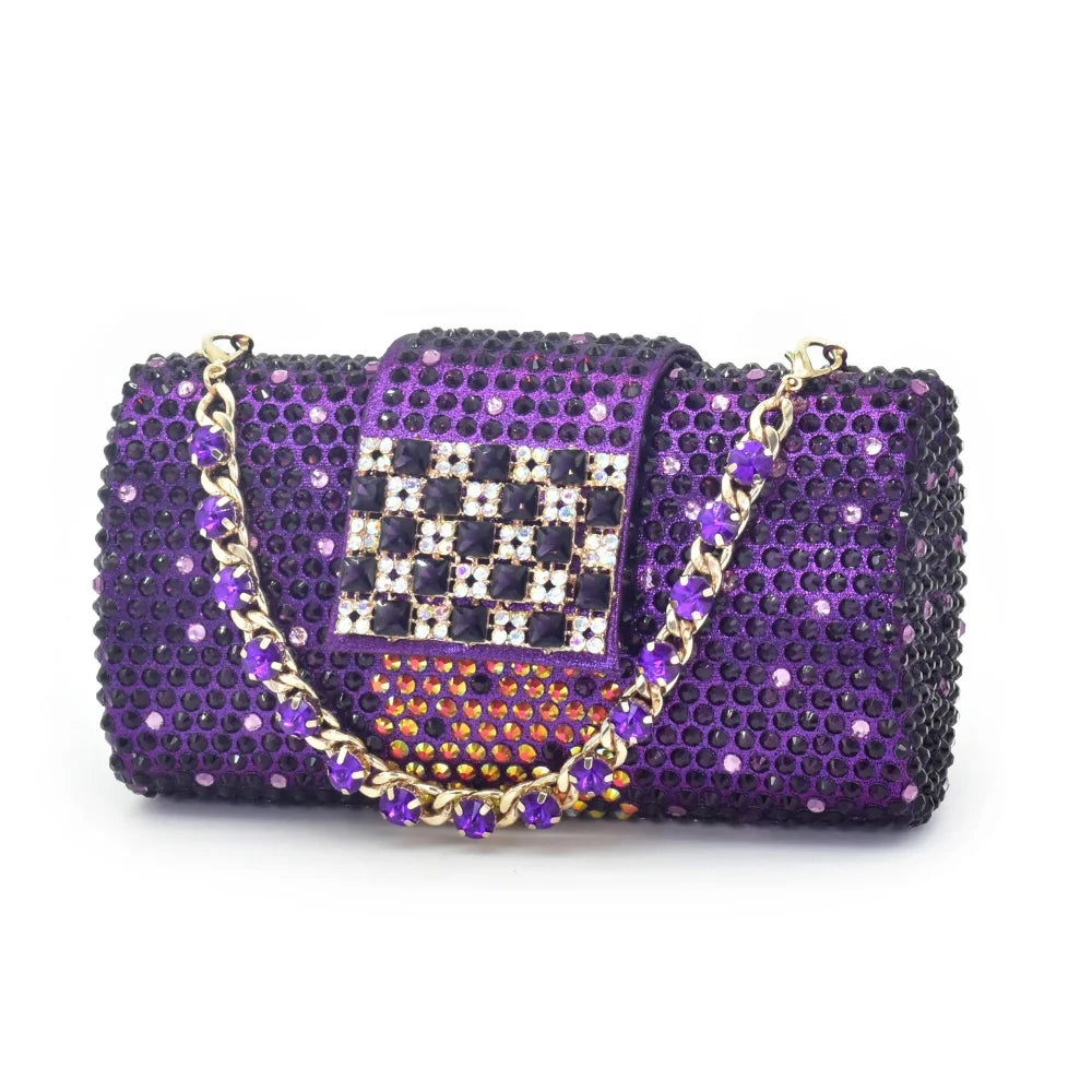 Women Nigerian Italian Shoes and Bags Set Decorated with Rhinestone Luxury Shoe and Bag Set for Party in Women Ladies Pumps