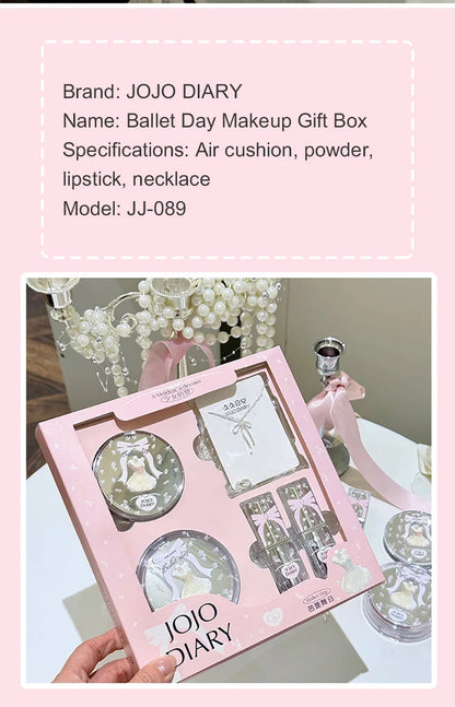 JOJO DIARY Ballet Day Series Makeup Gift Box Fitting Base Makeup Colored Lipstick Necklace Gift Giving
