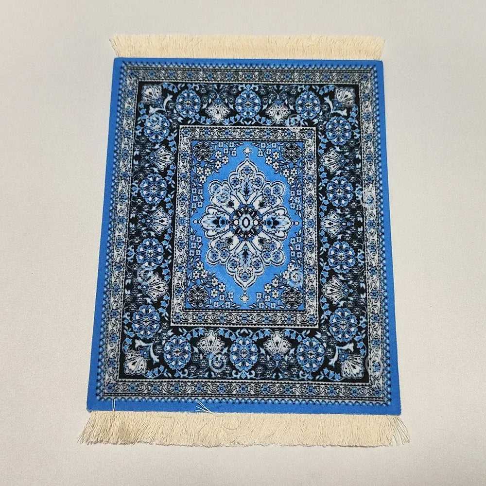 Woven flower Persian carpet small coaster wholesale merchants cheap mouse pad desk mat retro style rubber non-slip computer mats