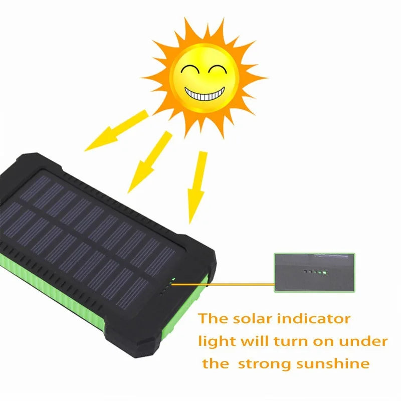 Solar Power Bank 100000mAh Waterproof Portable Solar Panel Charger Powerbank for iPhone16 Samsung Huawei Xiaomi External Battery