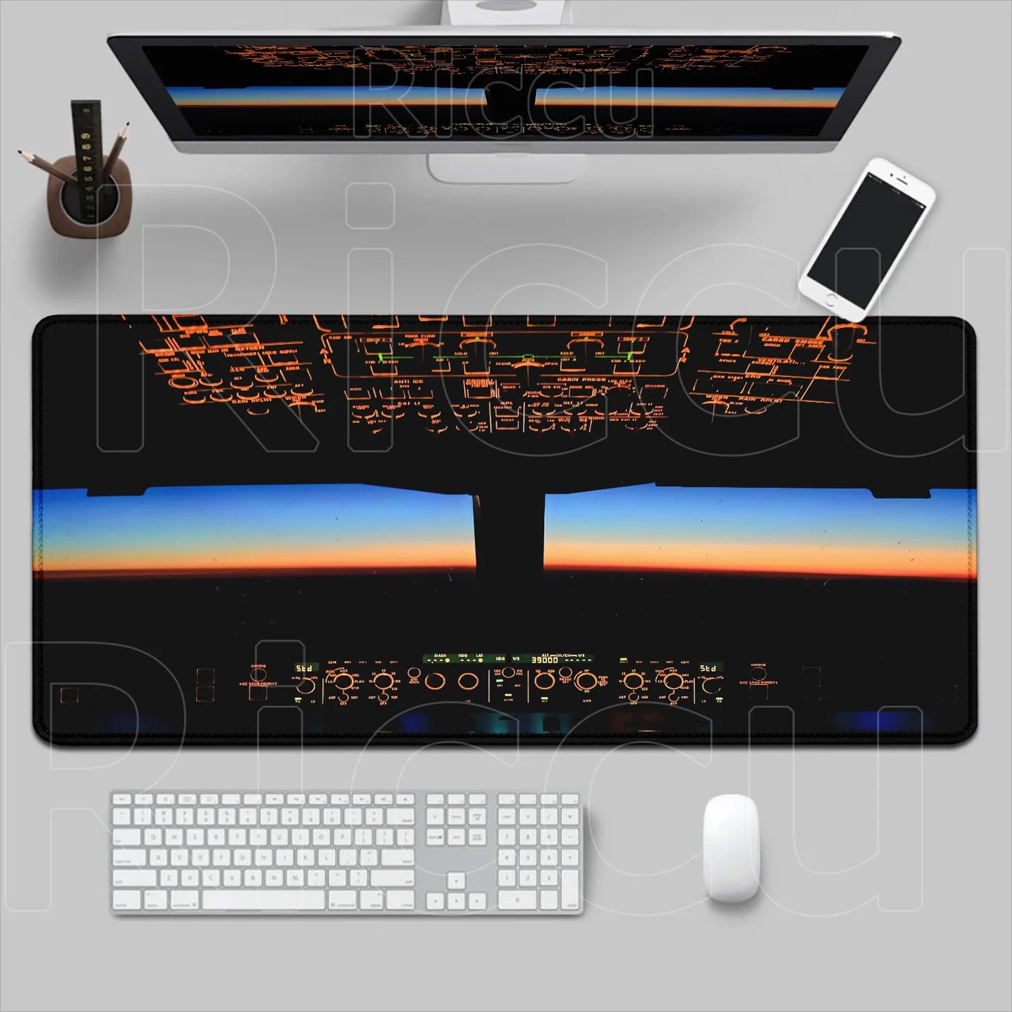 HD Airplane Speedometer Mouse Pads Plane Instrument Panel XXL Mousepad Non-slip Rubber Desk Mat Pc Gamer Deskmat Cockpit Playmat