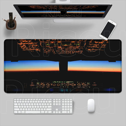 HD Airplane Speedometer Mouse Pads Plane Instrument Panel XXL Mousepad Non-slip Rubber Desk Mat Pc Gamer Deskmat Cockpit Playmat