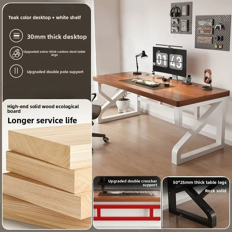Heavy Duty 30MM Thick Solid Wood Computer Desk Ergonomic Office Desk Study Table Home Office Furniture Writing Desk Gaming