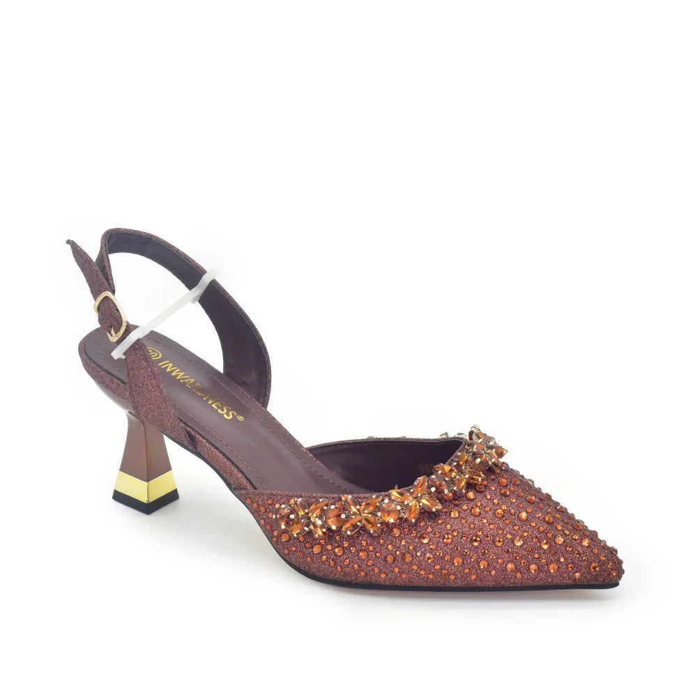 Italian Shoe and Bag Set Designer Wedding Nigerian Wedding Matching Shoe and Bag with Rhinestone Luxury Woman Shoes