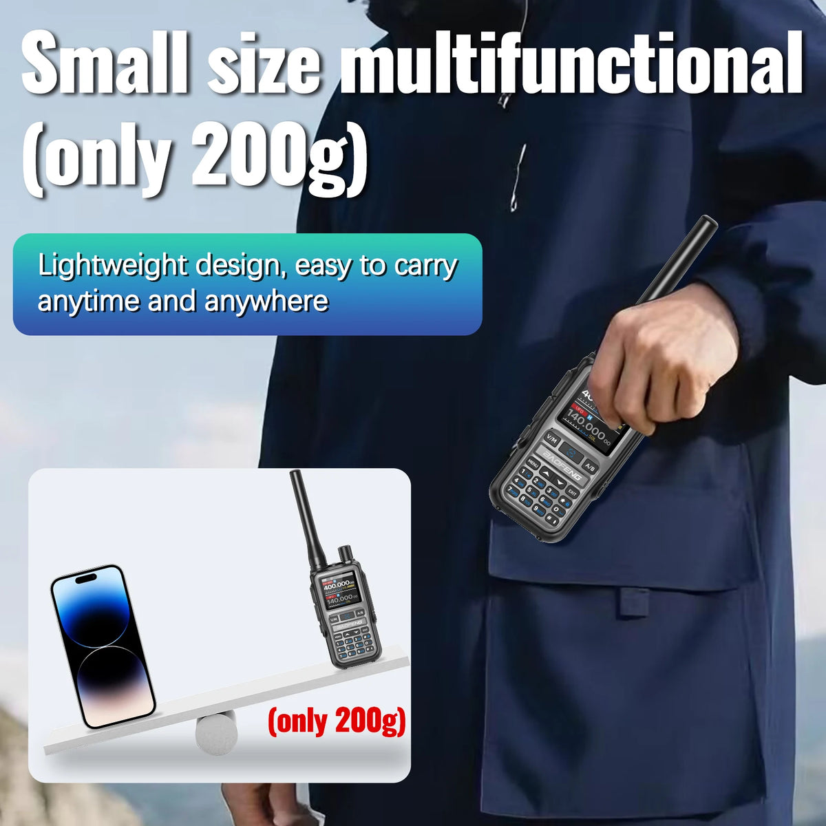 BAOFENG UV-5R Mini Walkie Talkie Multi Band Wireless Bluetooth Programming Dual PTT Type-C Charge Long Range Two Way Radio
