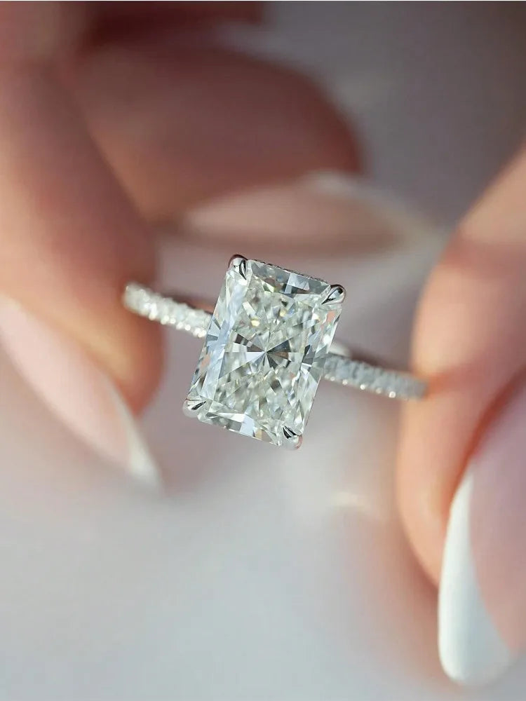 925 Sterling Silver 2-5CT Rectangle Zircon Gorgeous Shiny Ring For Women Anniversary Wedding Luxury High Quality Fine Jewelry