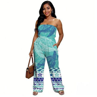 Newly designed Polynesian-style casual loose-shoulder women's one-piece pants with ethnic style - Samoan wide-leg pants