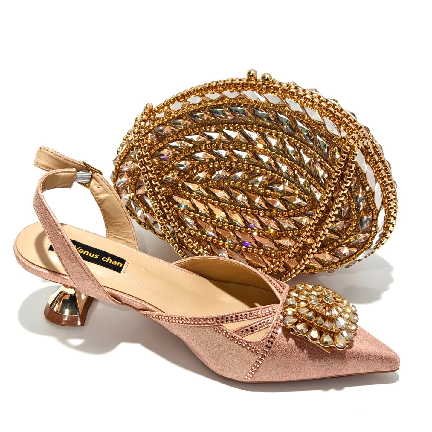 New Shoes and Bags Matching Set Nigerian Women Heel Party for Women green Colour Italian Design Wedding INS Design