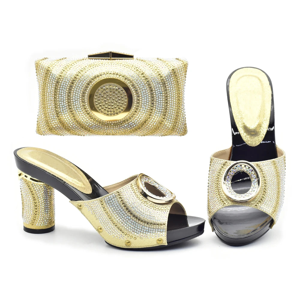 New Shoes and Bag Set African Sets Green Color Italian Shoes with Matching Bag for Women Nigerian Shoes and Bag Set for Wedding