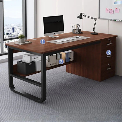 Durable Computer Desk Desktop Simple Single with Drawer Lock Desk Modern Office Staff Desk