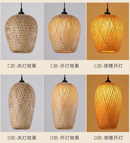 Newest Bamboo Pendant Lamp Ceiling Lights Rattan Wicker Lustre Hand Knit Braiding Suspended Home Dining Braided Indoor Decor Hot