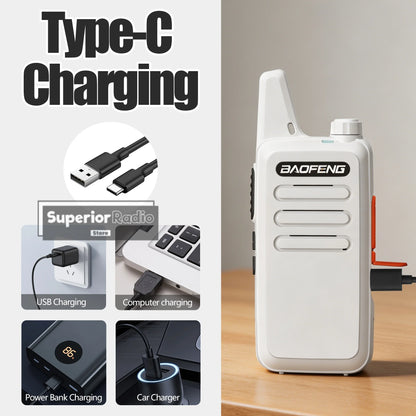 2/4PCS Baofeng BF-T20D Portable Walkie Talkie Type-C Charging 400-480Mhz AI Noise Reduction 16 Channels Mini Two Way Ham Radio