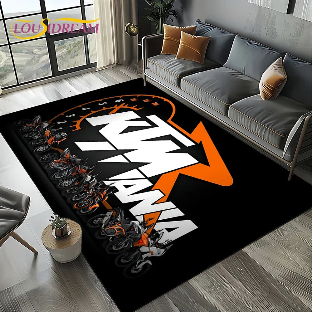 Racing Car K-KTM Motorcycle Carpet Rug for Living Room Bedroom Home Sofa Decoration,Kids Play Area Rug Non-slip Floor Mat Gift