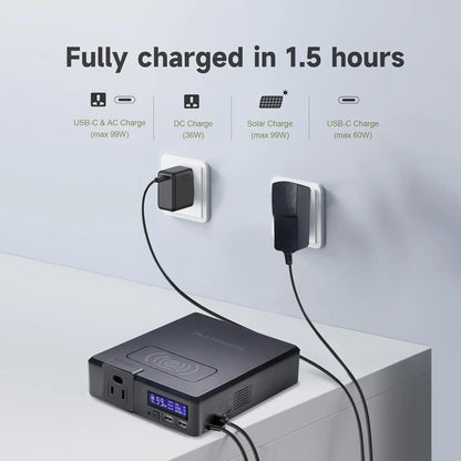 ALLPOWERS 200W Solar Powerbank 154Wh 41600mAh Portable Powerstation Emergency Backup Power with Wireless Charging for Camping RV