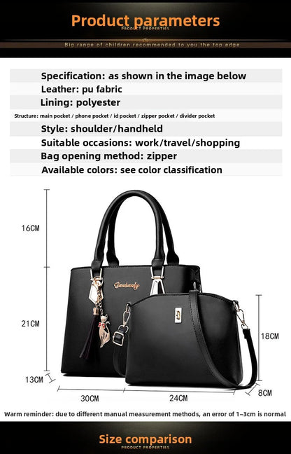 Fashionable women's handbag set, simple shoulder bag, suitable for professional commuting and street photography, versatile