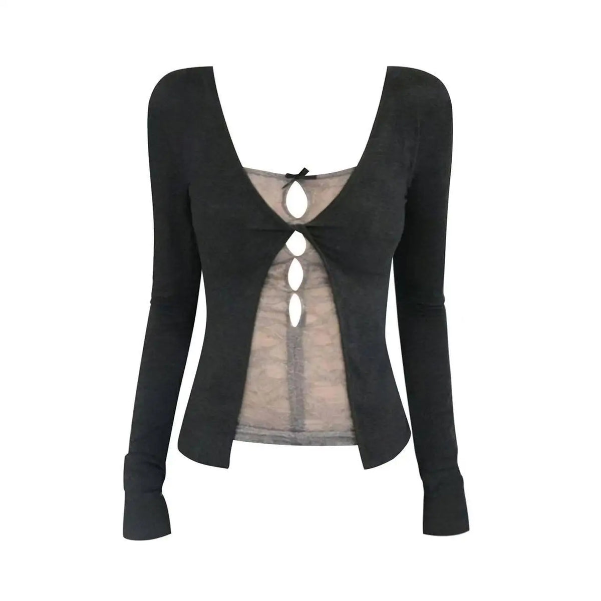 Korean Fashion Elegant Patchwork Lace Tops Slim Casual Long Sleeve Blouse 2000s American Vintage Sweet Pullover Chic