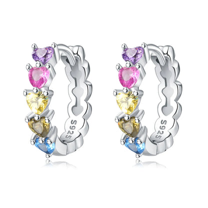925 Sterling Silver Star Moon Heart Shape Earrings Jewelry Versatile Hoop Earrings For Women Jewelry Fine Birthday Party Gifts