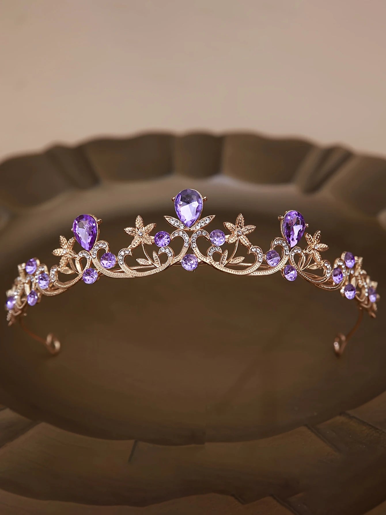 Golden Rose Gold Red Diamond Crown for Bridesmaid Headpiece Light Luxury Style Red Crystal Hairband. Wedding Dress, Formal Wear