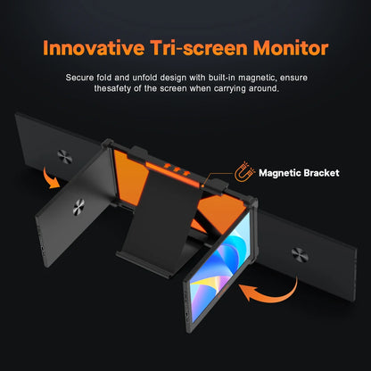 GTMEDIA 11.6Inch Portable Monitor 1920*1080 IPS FHD Triple Dual Extender Screen Full View Fold Display For 13.0-17.3Inch Laptops
