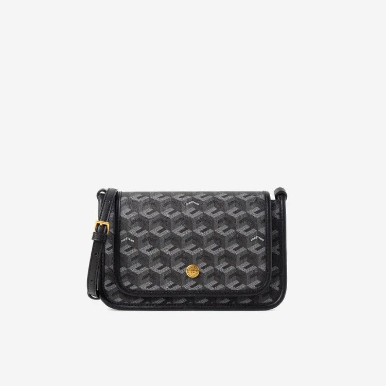 Luxury Monogram Messenger Bag Women Geometric Print 3D Cube Coated Canvas Crossbody Bag Classic Versatile Elegant Shoulder Bag