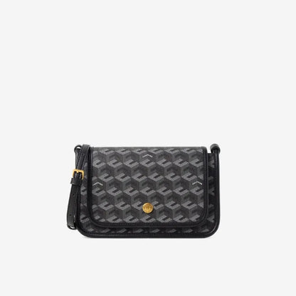 Luxury Monogram Messenger Bag Women Geometric Print 3D Cube Coated Canvas Crossbody Bag Classic Versatile Elegant Shoulder Bag